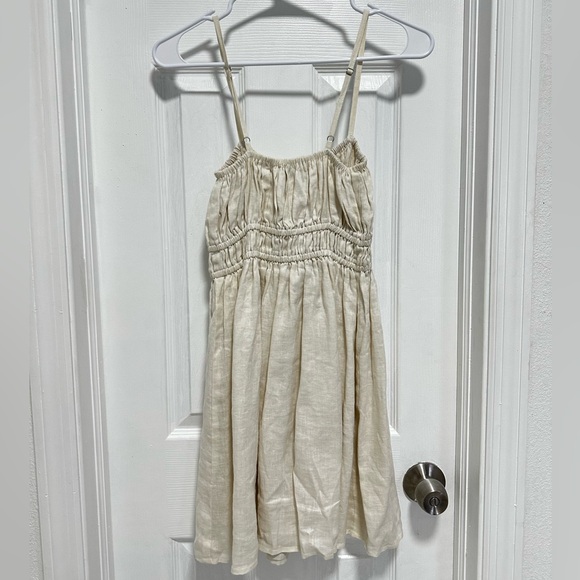 FAITHFULL THE BRAND Shivka Mini Dress in Plain Egg Shell - Picture 6 of 7